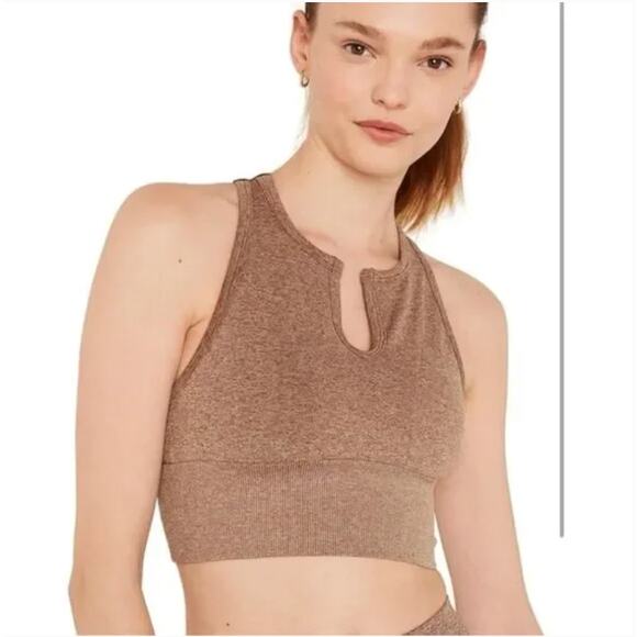 VS Pink Seamless Split Neck Sports Bra in Brown XL - Picture 4 of 5
